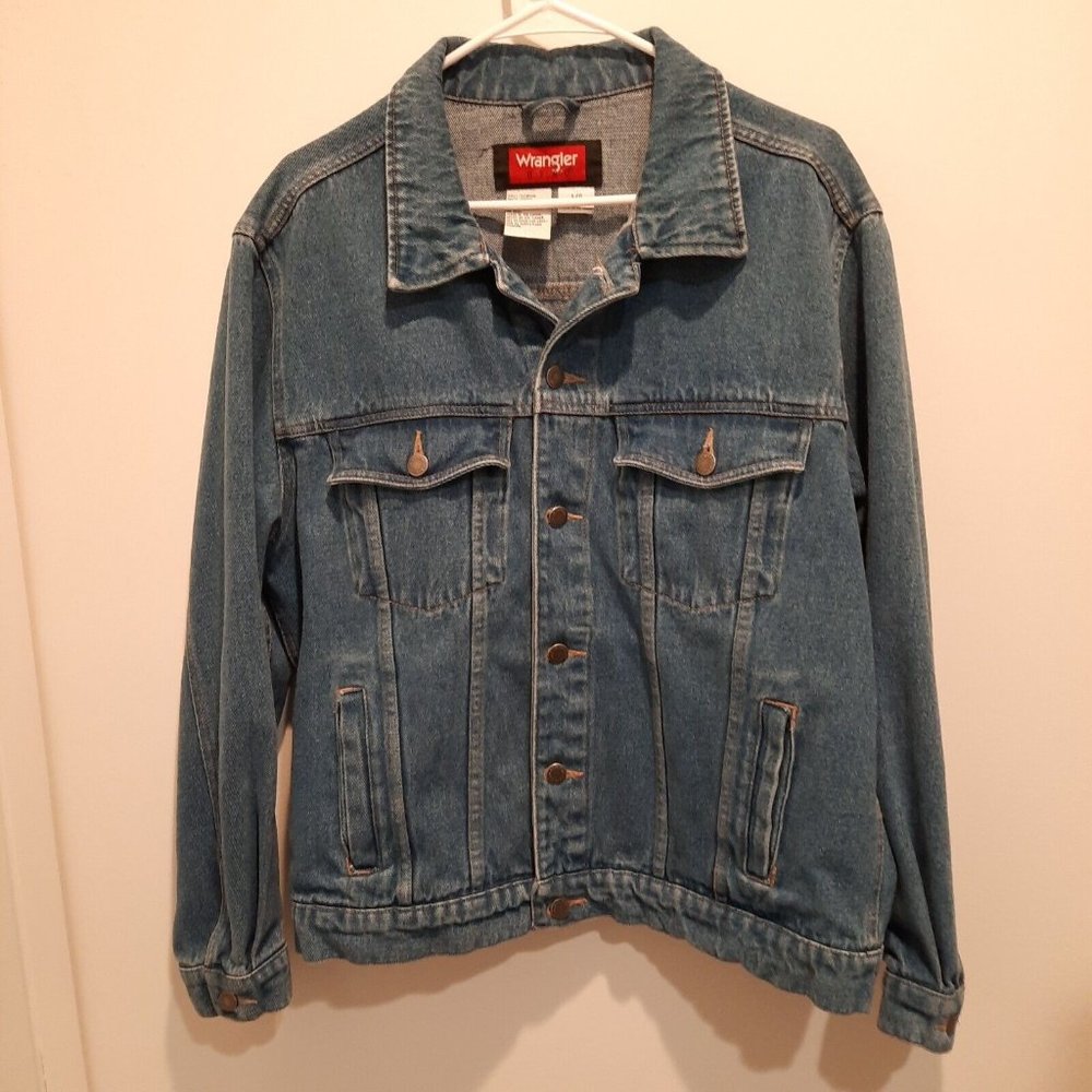 Mens Wrangler Hero Jean Jacket Denim Trucker Size Large